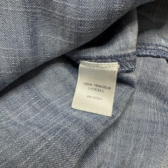 J.JILL DENIM Soft Lyocell Chambray Button Up Shirt Size XS Petite Blue Collared - Picture 7 of 11